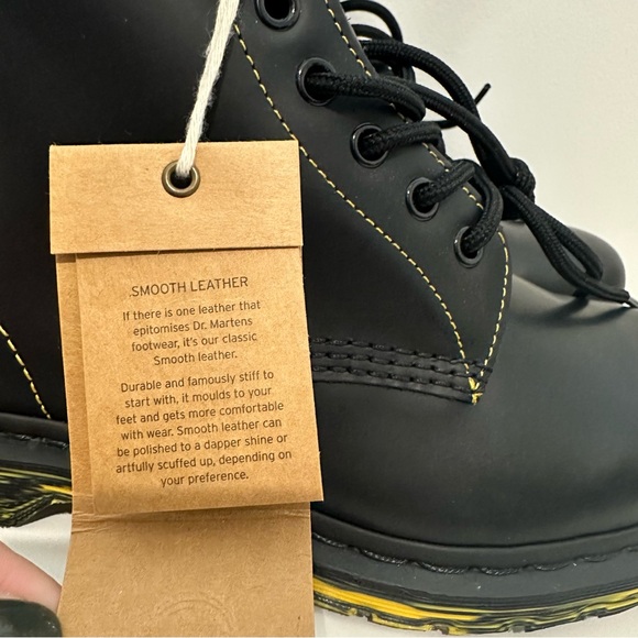 Dr. Martens DM Doc 1460 LEATHER LACE UP COMBAT BOOTS Black Yellow Punk W 10 M 9 - Picture 3 of 12